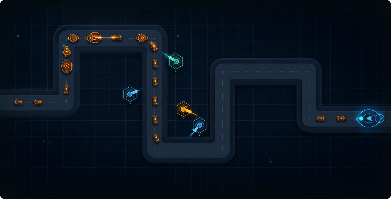 Arena futurista do Tower Defensor